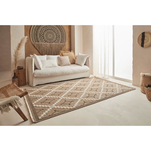 Tapis intérieur extérieur aspect jute noire Tijuana 9041 - 