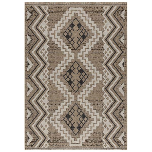 Tapis intérieur extérieur aspect jute noire Tijuana 9054