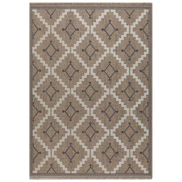 Tapis intérieur extérieur aspect jute noire Tijuana 9041