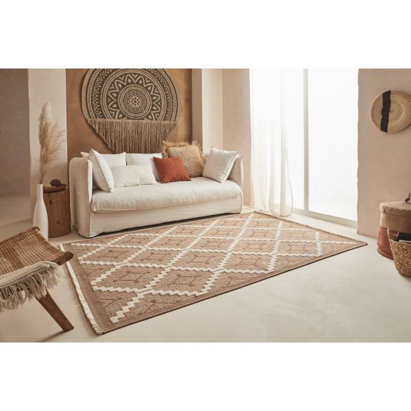 Tapis intérieur extérieur aspect jute terracota Tijuana 9041 - 