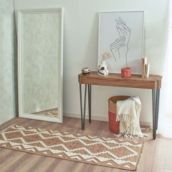 Tapis intérieur extérieur aspect jute terracotta Tijuana 9054 - 