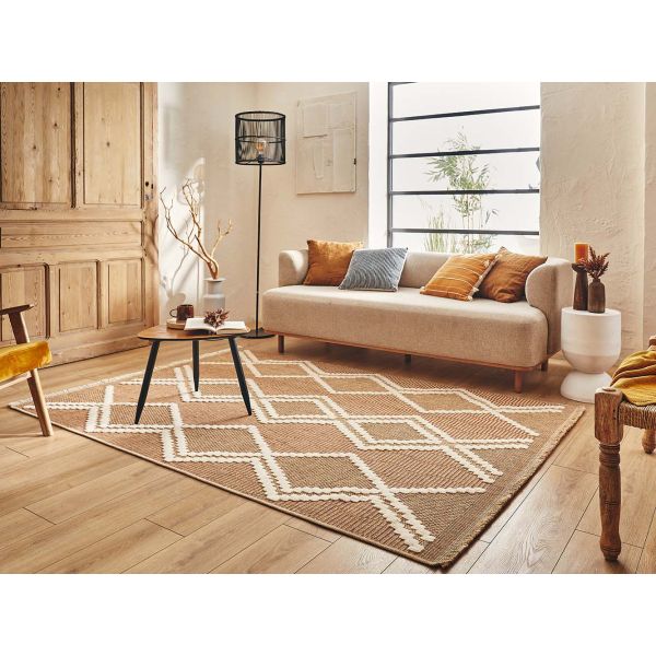 Tapis intérieur extérieur aspect jute terracotta Tijuana 9048 - 