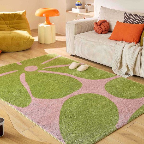 Tapis intérieur à poils longs Groovy 385 vert - NAZ-0501