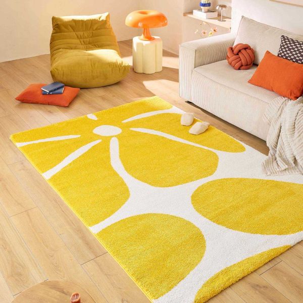 Tapis intérieur à poils longs Swing 385 jaune - 