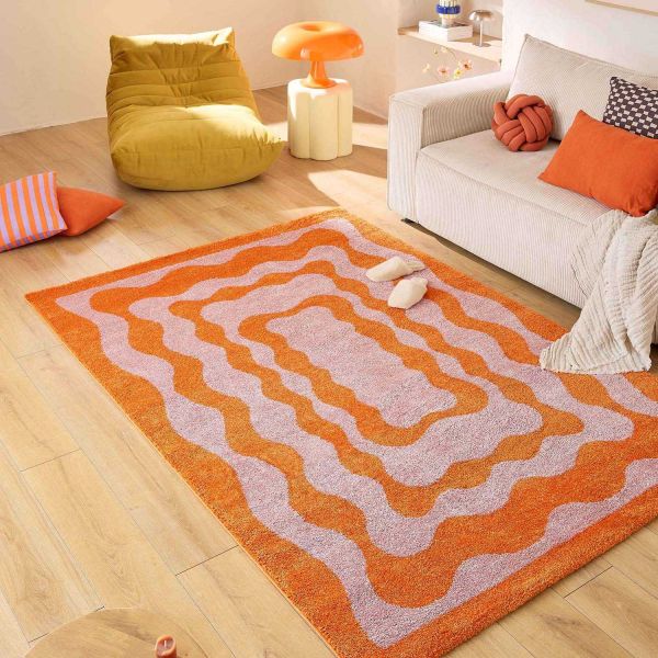 Tapis intérieur à poils longs Swing 382 orange - 