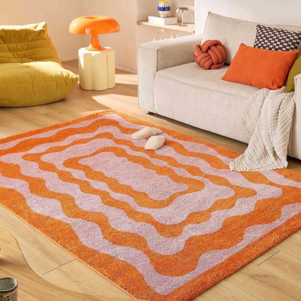 Tapis intérieur à poils longs Swing 382 orange - NAZ-0782