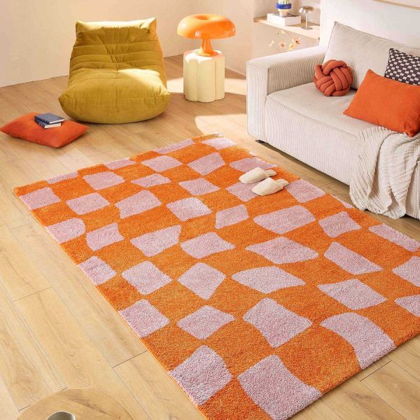 Tapis intérieur à poils longs Swing 383 orange - 