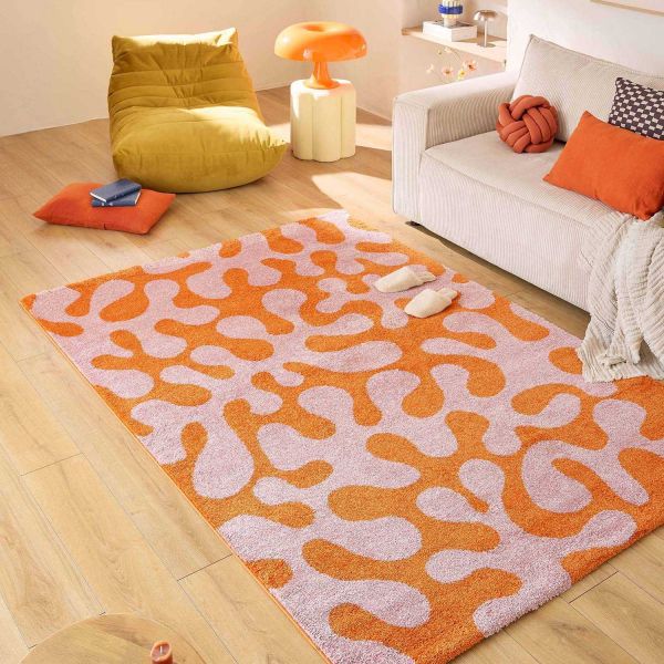 Tapis intérieur à poils longs Swing 384 rose - 