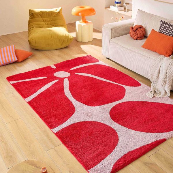 Tapis intérieur à poils longs Swing 385 rouge - 