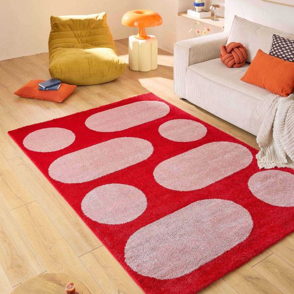 Tapis intérieur à poils longs Swing 381 rouge - 