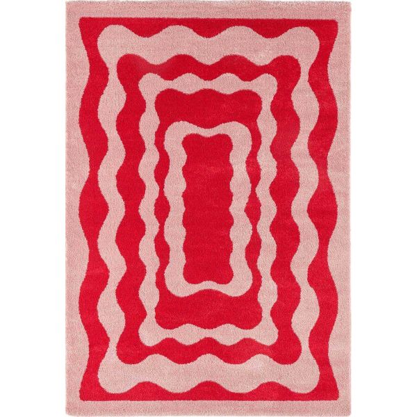 Tapis intérieur à poils longs Swing 382 rouge