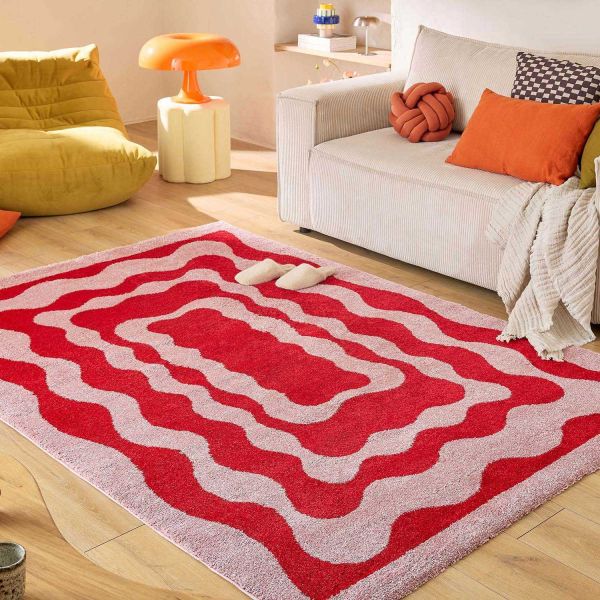 Tapis intérieur à poils longs Swing 382 rouge - NAZ-0786