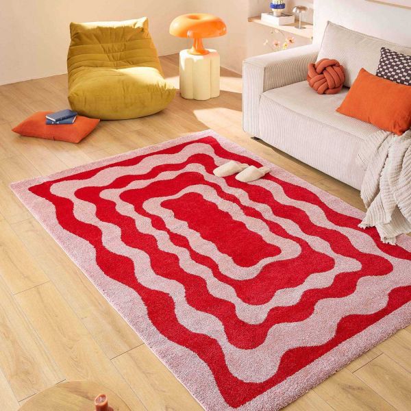 Tapis intérieur à poils longs Swing 382 rouge - 