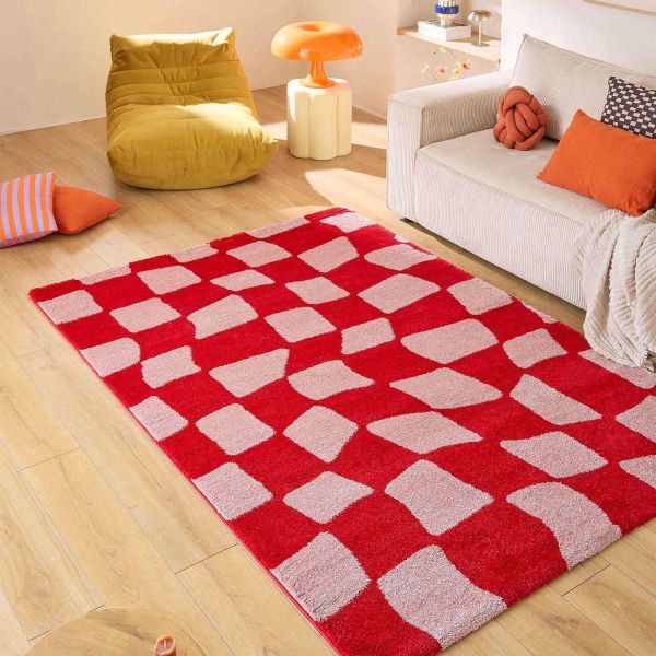 Tapis intérieur à poils longs Swing 383 rouge - 