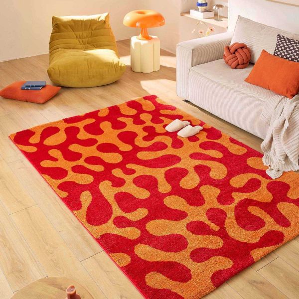 Tapis intérieur à poils longs Swing 384 rouge - 