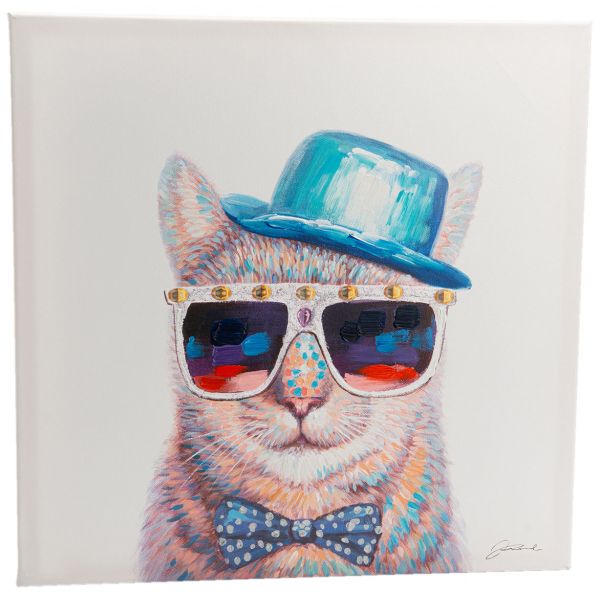 Toile Chat Festif 50 X 50 Cm