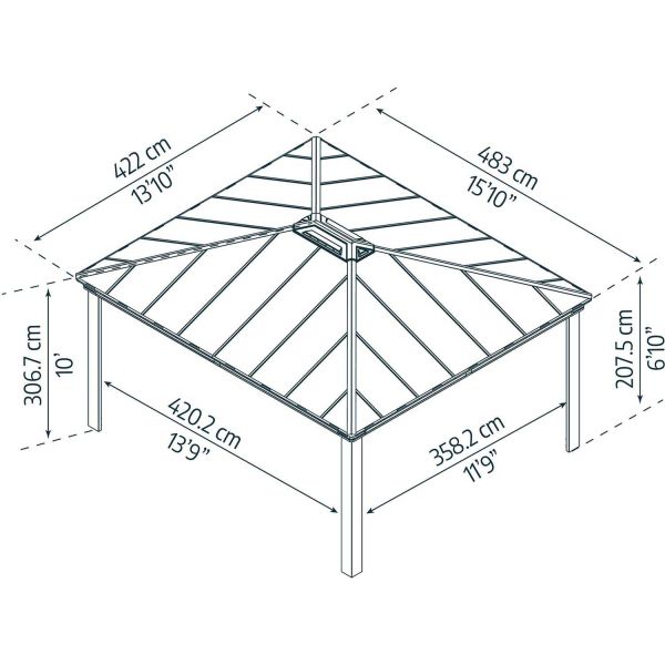 Tonnelle de jardin en aluminium et polycarbonate Dallas - PAA-0465