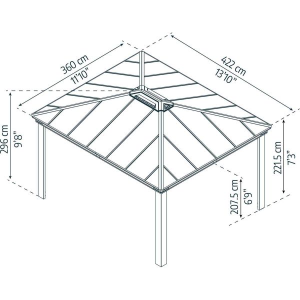 Tonnelle de jardin en aluminium et polycarbonate Dallas - PAA-0461