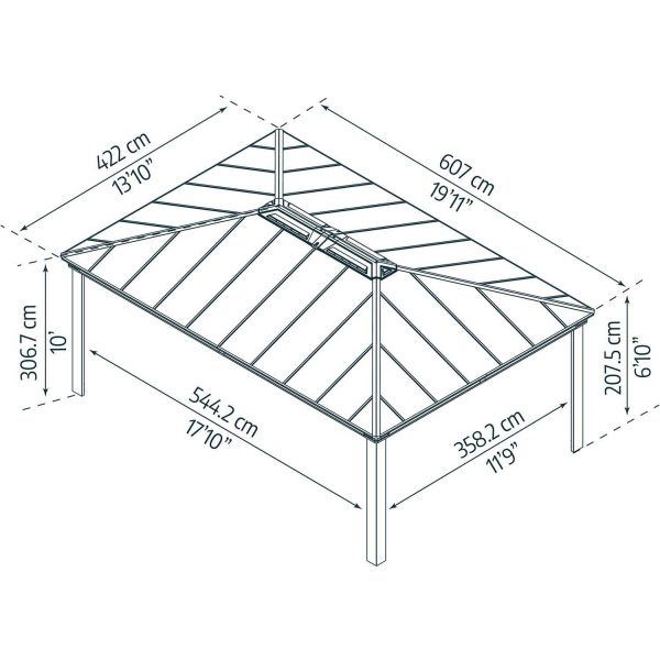 Tonnelle de jardin en aluminium et polycarbonate Dallas - PAA-0466