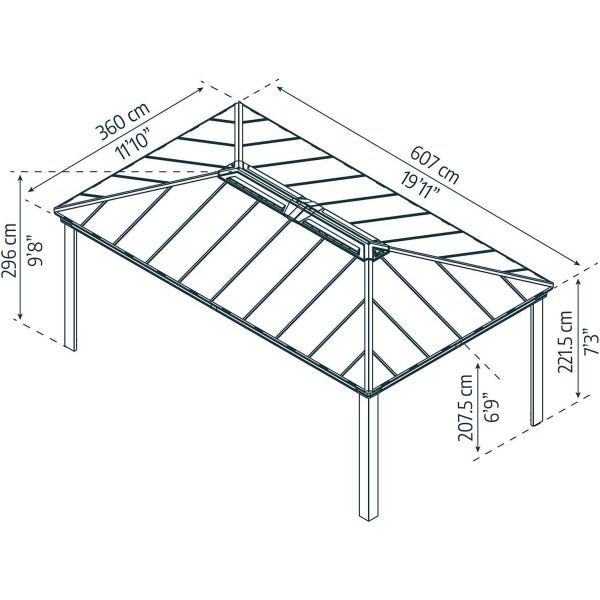 Tonnelle de jardin en aluminium et polycarbonate Dallas - PAA-0463