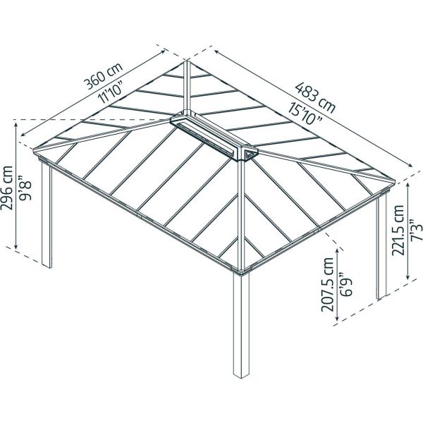 Tonnelle de jardin en aluminium et polycarbonate Dallas - PAA-0462