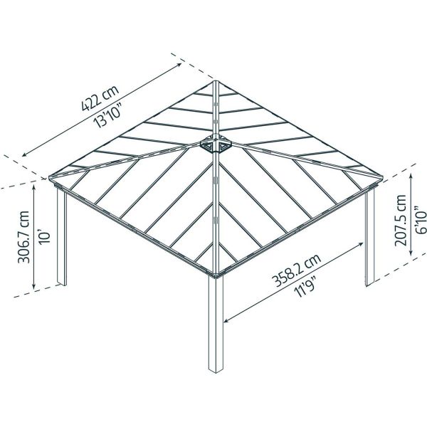 Tonnelle de jardin en aluminium et polycarbonate Dallas - PAA-0464