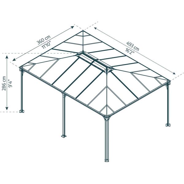 Tonnelle de jardin en aluminium et polycarbonate Martinique - PAA-0442