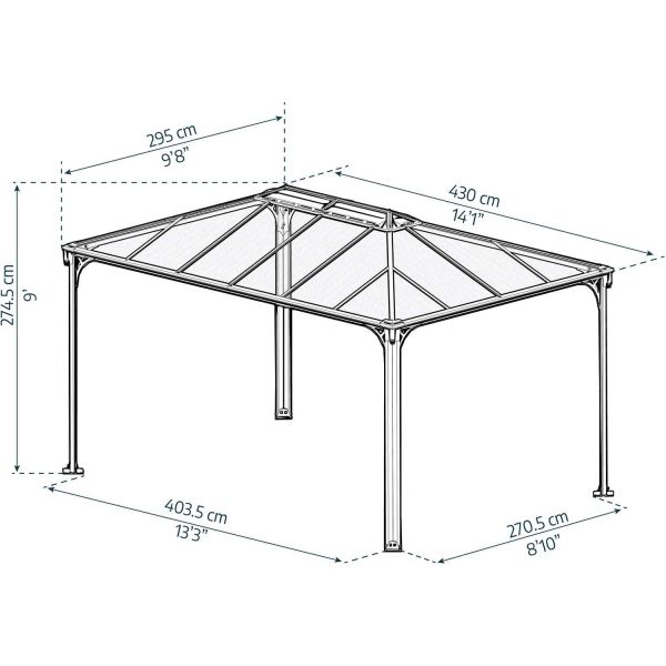 Tonnelle de jardin en aluminium et polycarbonate Martinique - PAA-0441