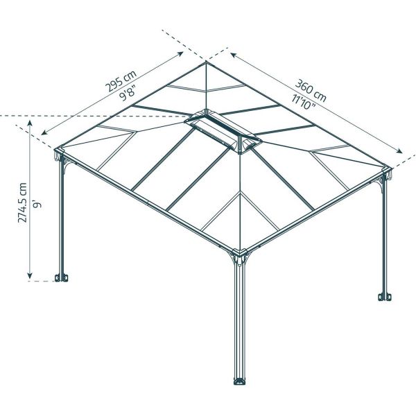 Tonnelle de jardin en aluminium et polycarbonate Martinique - PAA-0440