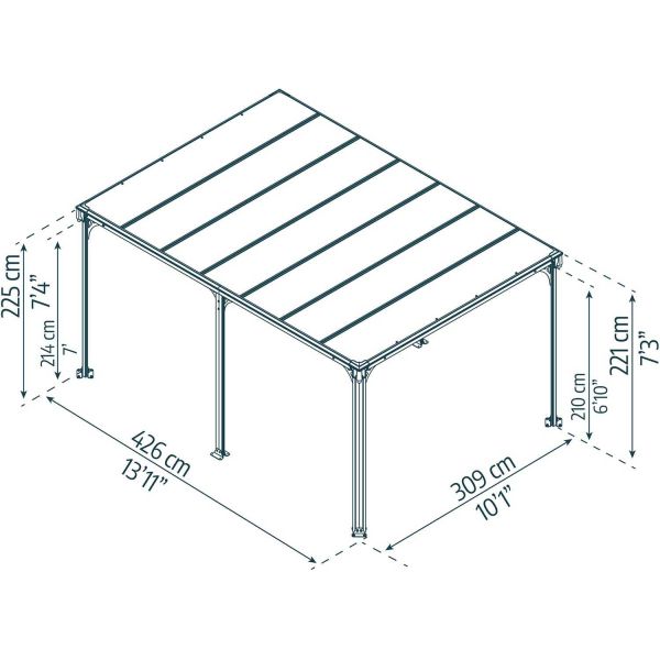 Tonnelle de jardin en aluminium et polycarbonate Milano - PAA-0448