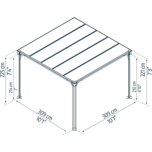 Tonnelle de jardin en aluminium et polycarbonate Milano - PAA-0447