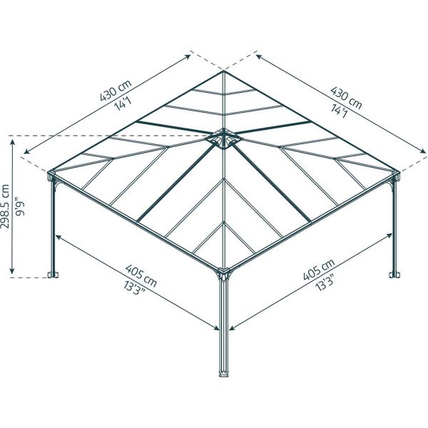 Tonnelle de jardin en aluminium et polycarbonate Palermo - PAA-0437