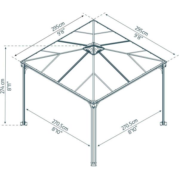 Tonnelle de jardin en aluminium et polycarbonate Palermo - PAA-0435