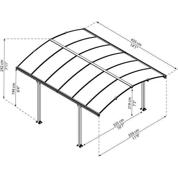 Tonnelle de jardin en aluminium et polycarbonate Tucson - PAA-0459