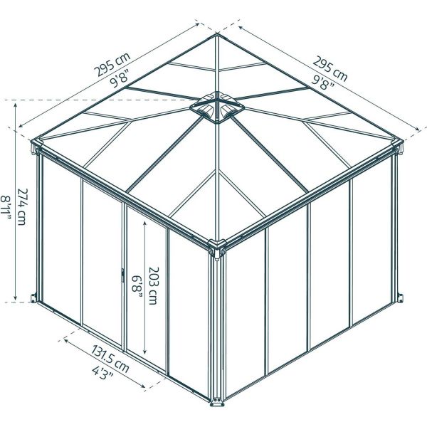 Tonnelle de jardin fermée en aluminium et polycarbonate Ledro - PAA-0452