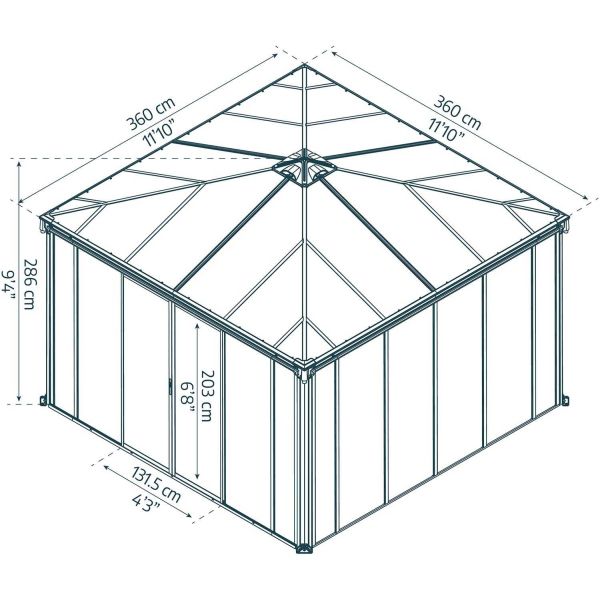 Tonnelle de jardin fermée en aluminium et polycarbonate Ledro - PAA-0453