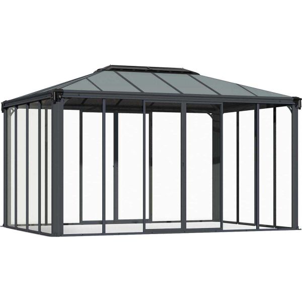 Tonnelle de jardin fermée en aluminium et polycarbonate Ledro