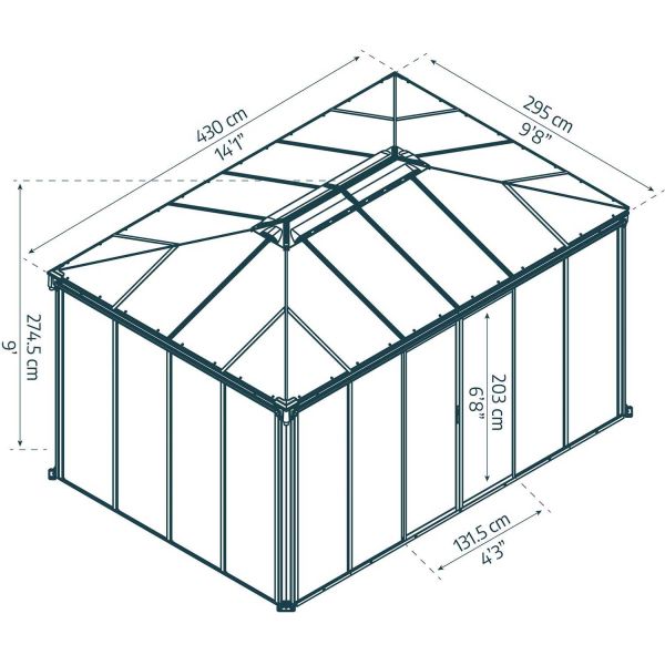 Tonnelle de jardin fermée en aluminium et polycarbonate Ledro - PAA-0454