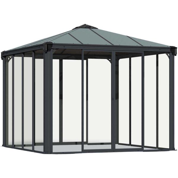 Tonnelle de jardin fermée en aluminium et polycarbonate Ledro