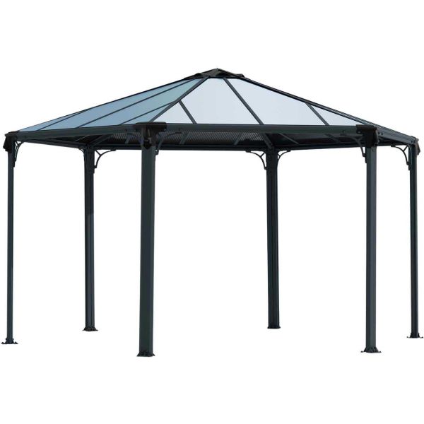 Tonnelle de jardin hexagonale en aluminium et polycarbonate Monaco