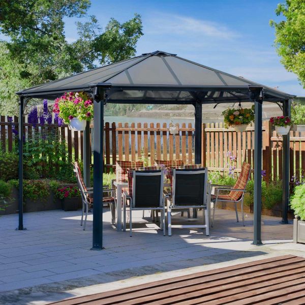 Tonnelle de jardin hexagonale en aluminium et polycarbonate Monaco - Canopia by Palram