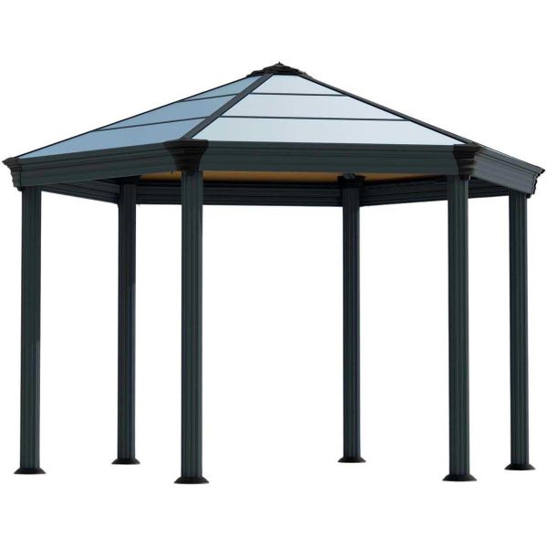 Tonnelle de jardin hexagonale en aluminium et polycarbonate Roma