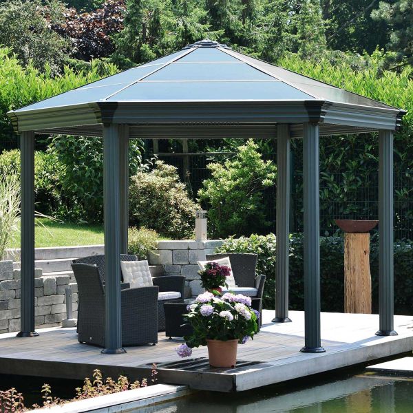 Tonnelle de jardin hexagonale en aluminium et polycarbonate Roma - Canopia by Palram