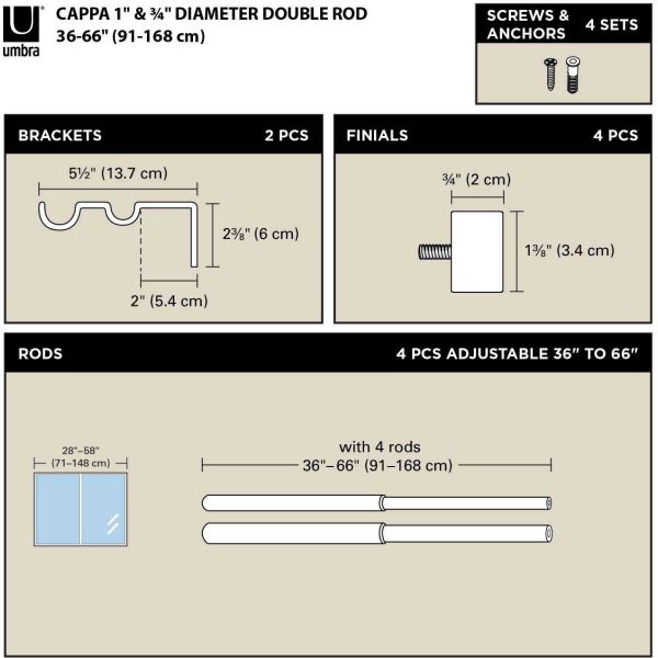 Tringle à rideaux double en acier laiton Cappa - 54,90