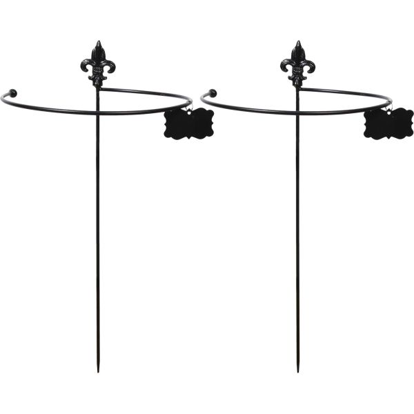 Tuteur à plantes rond en acier fleurs de lys (Lot de 2)