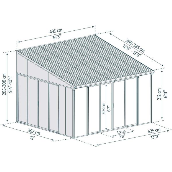 Véranda en aluminium blanc et polycarbonate SanRemo - PAA-0395