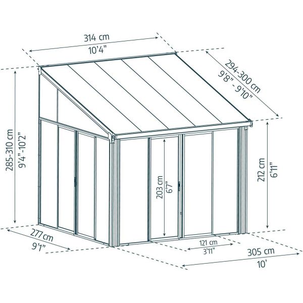 Véranda en aluminium gris et polycarbonate SanRemo - PAA-0388