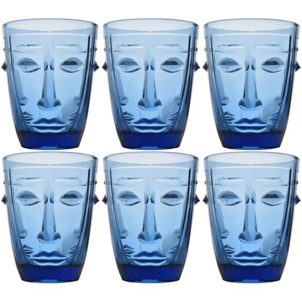 Verre à eau Visage bleu (Lot de 6)