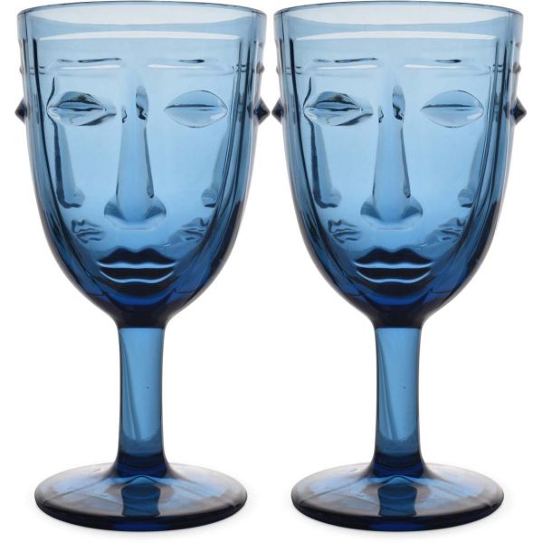 Verre à pied Visage bleu