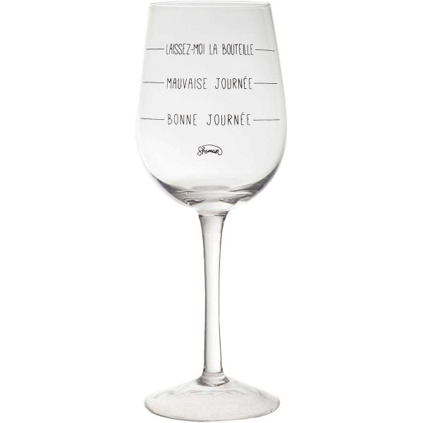 Verre à vin avec inscription Humour